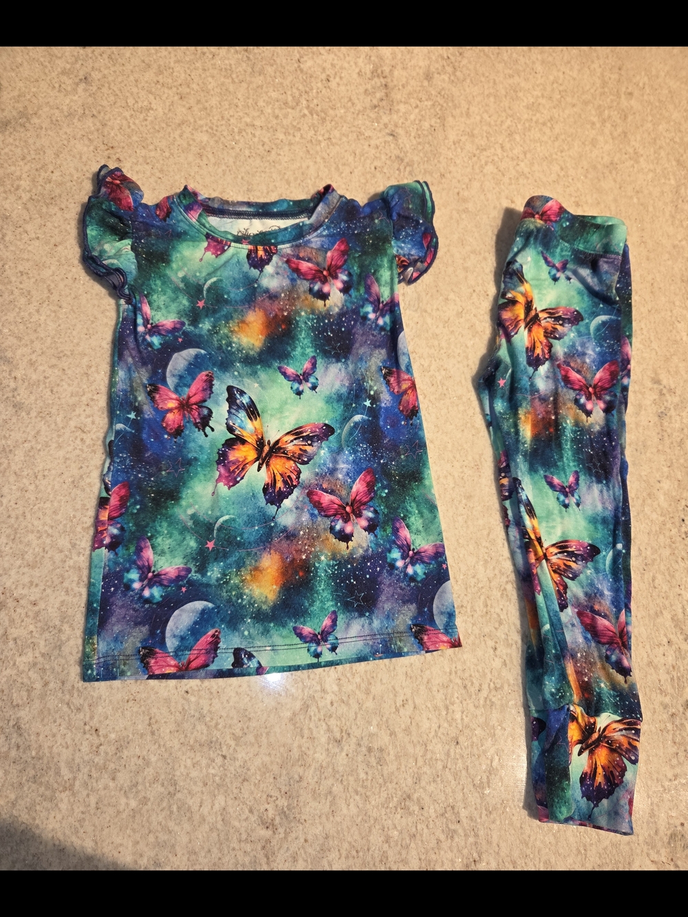 Glimmers 3t Bamboo Cosmic Butterflies Flutter Short-sleeve & Pants Set